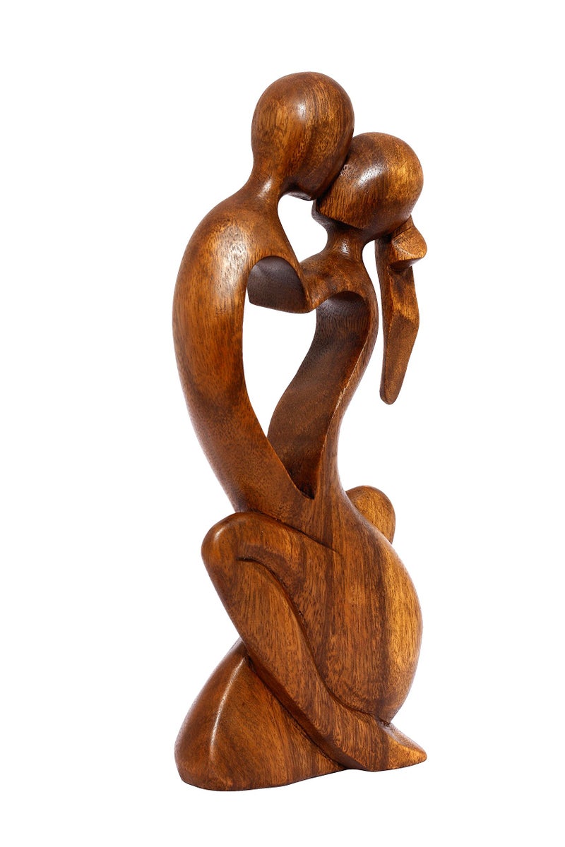 G6 Collection 12" Wooden Handmade Abstract Sculpture Statue Handcrafted - Endless Love - Gift Art Decorative Home Decor Figurine Accent Decoration Artwork Handcarved Endless Love - Image 2